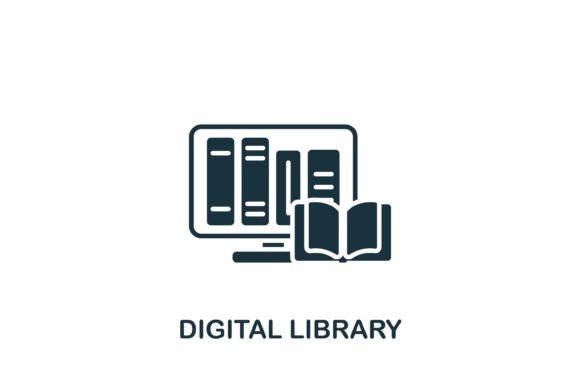 Digital Library Icon Enhances Editorial Design
